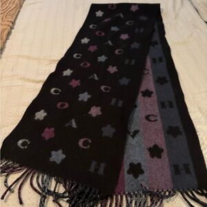 Coach Black and Purple Star Logo Scarf